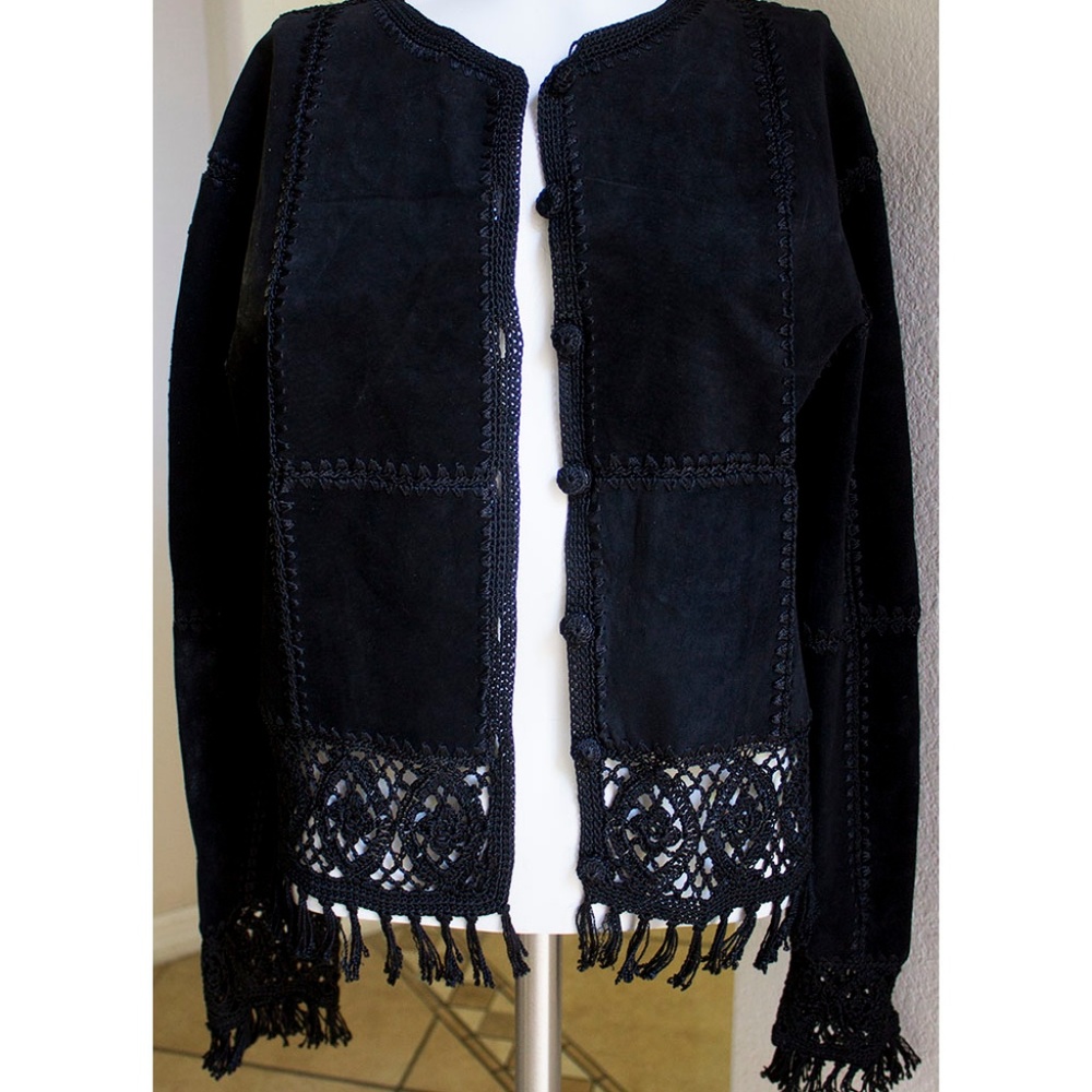 Boho Black Suede Fringe Jacket I D I by Matthew M